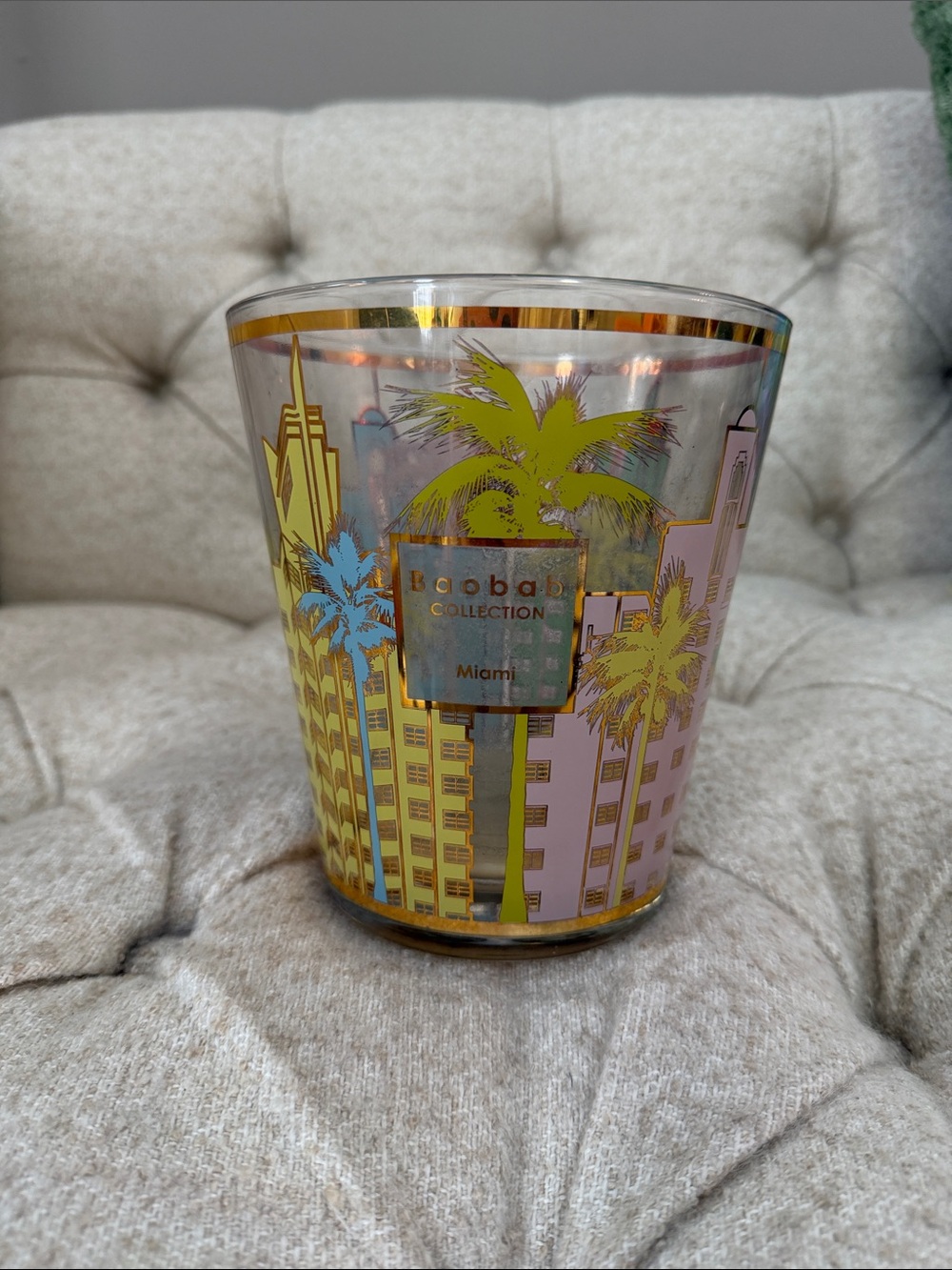 Baobab Collection Pink, Gold & Blue Miami Glass Candle Holder
